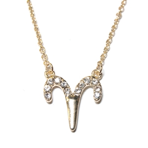 ARIES Zodiac 18" Necklace in choice of Goldtone or Silvertone with CZ Accents & Lobster Claw Clasp