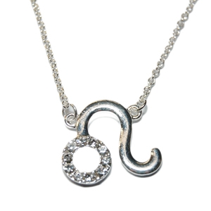 LEO 18" Zodiac Necklace offered in Goldtone or Silvertone with CZ Accents and lobster claw clasp